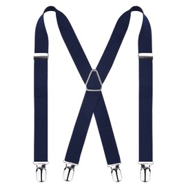 Alizeal Men's X-Back Clip Suspenders Adjustable Elastic Shoulder Strap, Navy
