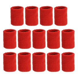 sourcing map Wrist Sweatbands Sports Wrist Bands Sweat for Men & Women Athletic Absorbent for Basketball Football Tennis Soccer Running Working Out Red, Pack of 14