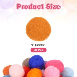 PATIKIL Wool Felt Balls Beads Wool Felting Pom 1.5cm 15mm Orange Red for Home Crafts Handcrafts Project DIY Pack of 20
