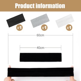 9cm Wide Headbands for Women and Girls, Running Black Headband Stretch Head Band Jersey Hairband for Sports Yoga (Black, Grey, White)