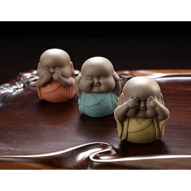 SIGMALL Buddha Statue Monk Figurine, Set of 3 Buddhist Monk