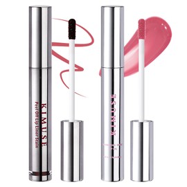 KIMUSE Lip Stain Peel Off & Lip Oli Set, Long Lasting Lip Liner Stain, Waterproof, Transfer-Proof, Hydrating Shine Lip Oil with Vitamin E & Jojoba Oil