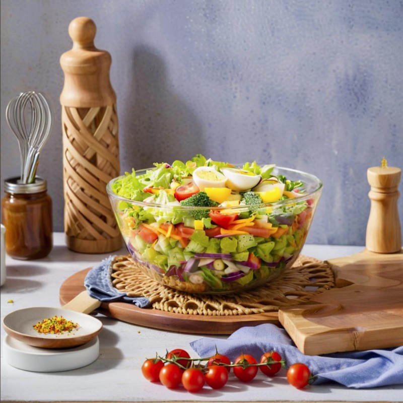 CGNWEEPS 4.7QT Large Glass Mixing Bowl with White Lid, Big