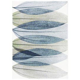 SAFAVIEH Hollywood Collection Accent Rug - 4' x 6', Ivory & Blue, Mid-Century Modern Design, Non-Shedding & Easy Care, Ideal for High Traffic Areas in Entryway, Living Room, Bedroom (HLW703A)