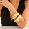 3PCS Chunky Gold Bangle Bracelets Trendy Wide Chunky Cuff Bracelets