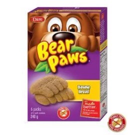 Dare Bear Paws Banana Bread Soft Snack Cookies, 240g/8.5oz., 12 Count,