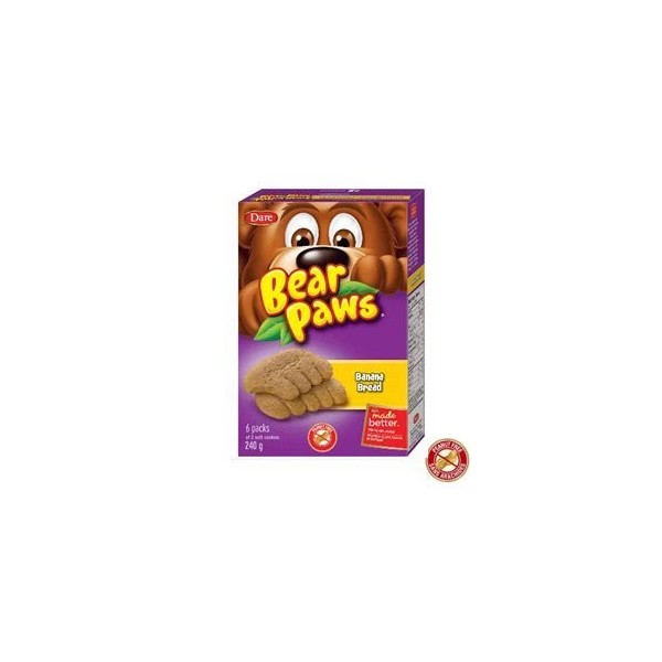 Dare Bear Paws Banana Bread Soft Snack Cookies, 240g/8.5oz., 12