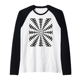 Starlight Beam With Dovetail Pattern Black On White Raglan Baseball Tee