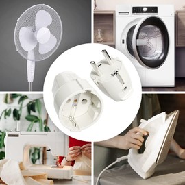 ABSINA 3x Schuko Plug and Coupling 230 V - PVC Schuko Plug Schuko Coupling with Strain Relief, 2-Pole, 230 V, 16 A & 3.7 kW - IP20 Protective Contact Plug & Schuko Coupling White for Indoor Use