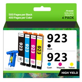 923 Ink Cartridges Combo Pack Without Chip High Yield Compatible for HP 923 Ink Cartridges 923XL Work for OfficeJet Pro 8130e 8135e 8139e 8138e 8120e 8122e 8124e (4 Pack, Black Cyan Magenta Yellow)