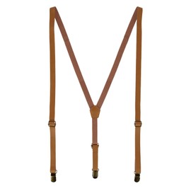CTM® Faux Leather Slim Clip-End Suspenders, Tan