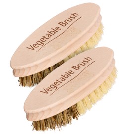 REDECKER Hard and Soft Side Vegetable Brush, Set of 2, Beechwood Handle, 2 Different Bristle Strengths for Cleaning Delicate Vegetables, 5-1/4-inches - Wooden Vegetable Brush, Made in Germany