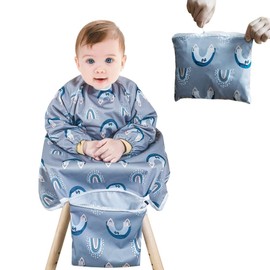 Coverall Baby Feeding Bib Overall Long Sleeve Toddlers Baby Weaning Bib For Infant Toddler 6-36 Months(Blue Rainbow)