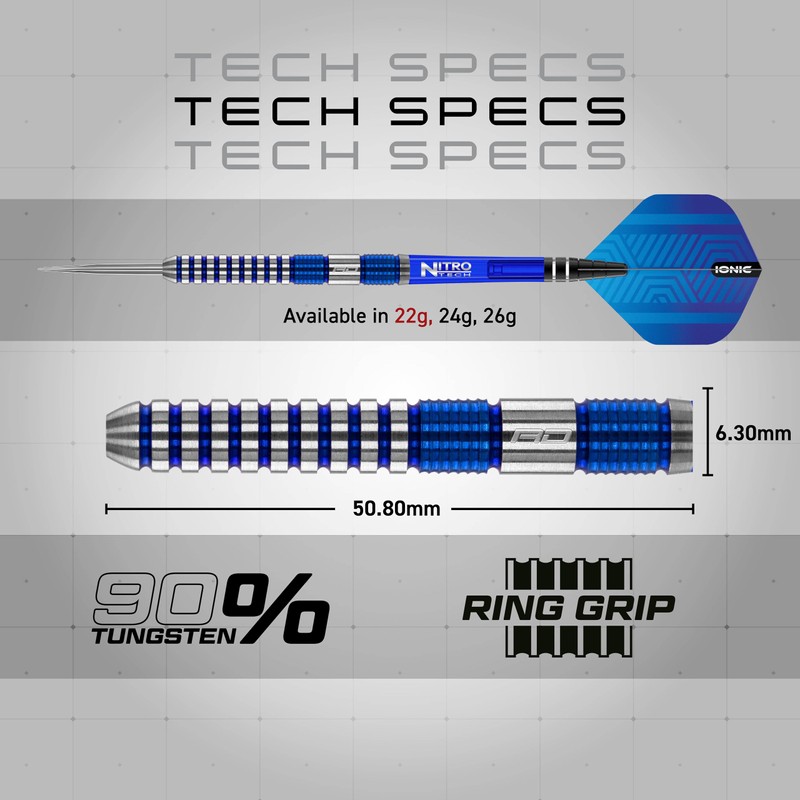 RED DRAGON Polaris: 22 gram Tungsten Professional Darts Set with