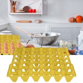 Egg Tray, Plastic Multipurpose Egg Crates, Reusable, 30 Cells, 5 Pack, Sturdy for Hennery for Farm (Yellow)