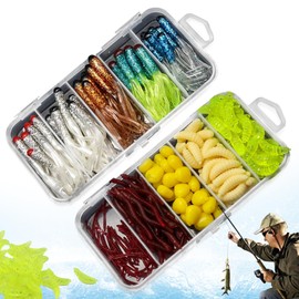 Angel Köder, 210 Stück Kunstköder Angeln Wurm Lebensechte Angelköder Künstliche Würmer Gummiköder Forelle Hecht Zander Weiche Forellenköder für Salzwasser und Süßwasser