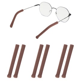 Omnful Glasses Ear Cushion Longer Length with Soft Knitting Cotton, Anti-Slip Elastic Eyeglasses Ear Grips for Glasses, Sunglass Temple Tips Sleeve Retainer - Eye glasses Ear Cushions, 3pairs Brown