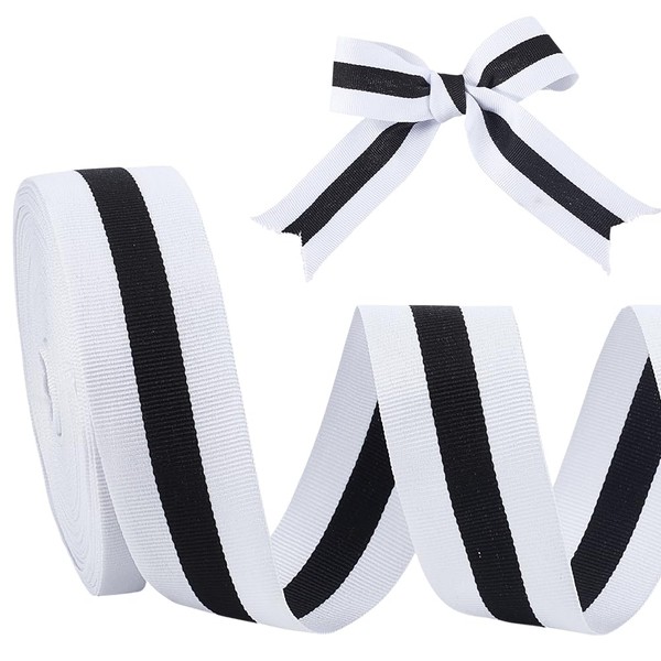 AHANDMAKER 25 Yards Grosgrain Ribbons Striped Polyester Ribbons Checked Polyester