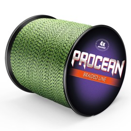 Procean - Línea de pesca trenzada 100% PE de 4 y 8 hebras, líneas trenzadas sensibles de 6 a 300 libras, súper rendimiento y eficiente y rentable (multicolor (amarillo y negro), 8 libras (3,6 kg) 0,12