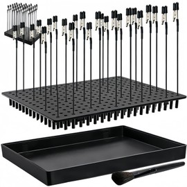 Tlence 19 x 14 Holes Model Painting Stand Base, 25 PCS Alligator Clip Sticks with Rubber Tips, Airbrush Spray Holder with Clean Brush, Clamping Tools Set for Model Parts Assemble DIY Crafts Photo Memo
