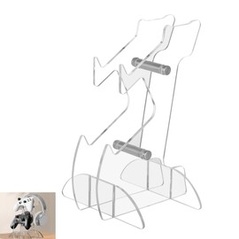 Windfromort Headset Stand - Controller Holder, Acrylic, Ergonomic, Non-Slip, for Gaming, Office, Home (15.8 x 15.1 x 23 cm) (Transparent)