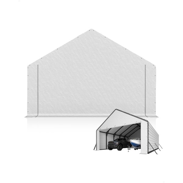GarveeLife Door Panels with Zippers Tarp for Metal Carport 13x26