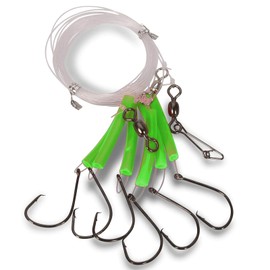 Aquantic Unisex - Adult 10C4039507207717C10 Redfish Leader with Circle Hooks, Length 6 m with Extra Swivel, Red, Hook Size 6/0 (Flu-Green, 8/0), Colourful, Normal