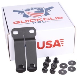 QuickClip Pro DCC Monoblock Holster Sheath Belt Gear Clip Fits 1.5" IWB Belts - Concealed Carry Clasp - Tactical Dark Matte Grey Metal with Mounting Hardware, Made in USA (2-Pack)