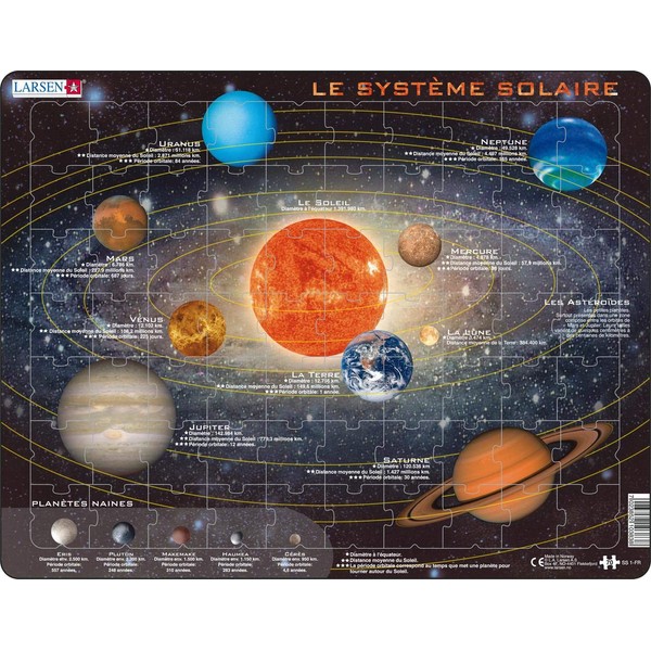 Larsen SS1 Solar System, French Edition, Puzzle Frame with 70 Pieces