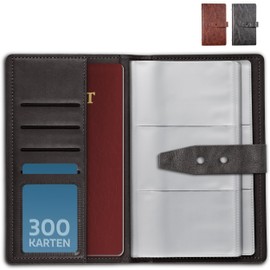 Praknu Business Card Storage for 300 Cards - Space-saving Business Card Folder for Office - Business Card Holder Made of Faux Leather, black, Business card holder