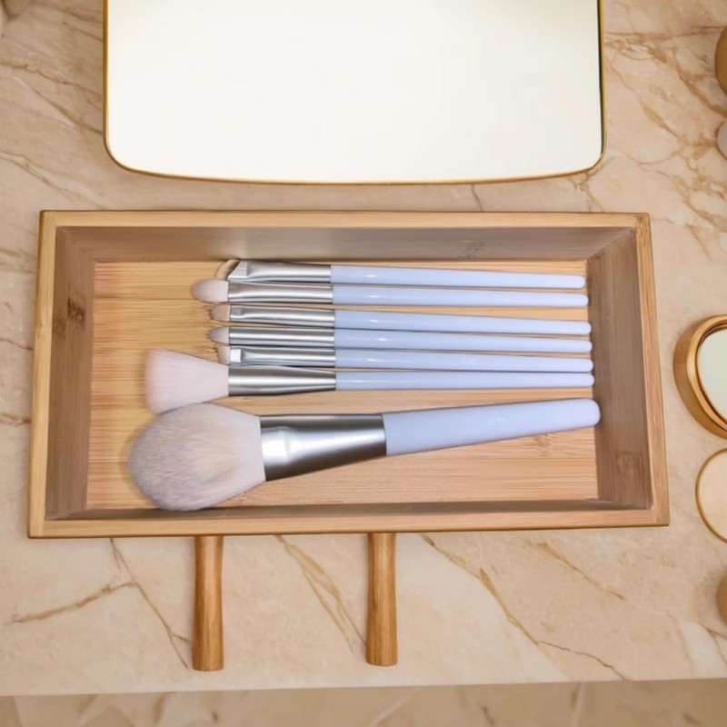 ACOOCLUB Bamboo drawer organizer Kitchen Utensil Organizer Cutlery Box for