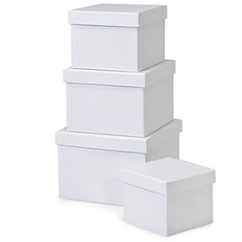 NW White Square Nested Boxes - 4 Piece Set - 4 Sets
