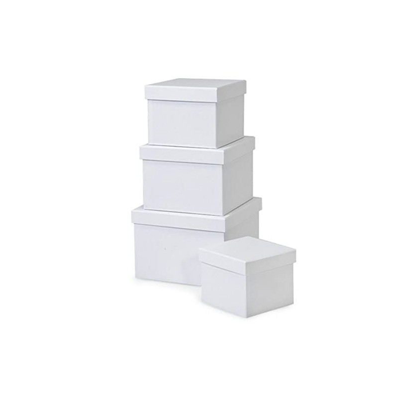 NW White Square Nested Boxes - 4 Piece Set -
