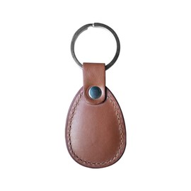 hecere Genuine Leather RFID Key Fob Tag Proximity ID T5577 Programmable Rewritable for Access Control 1pcs/lot (Brown ID Keychain, Oval)