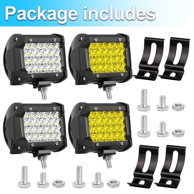 LIGBT 4 Inch 4PCS LED Pod Lights Spot Flood Combo