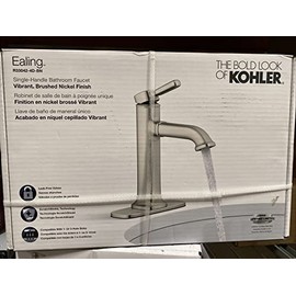 KOHLER Ealing Vibrant Brushed Nickel 1-Handle Single hole/4-in centerset WaterSense Mid-arc Bathroom Sink Faucet with Drain with Deck Plate