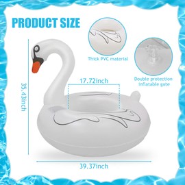 U-Vathing Flamingo Inflatable Pool Floats Tube Raft,3.9FT Inflatable Ride Swim Party Toys Pool Tubes Swim Ring for Adults Swimming Toy Float Ring Inflatable Pool Tubes Summer Beach Pool (Swan)