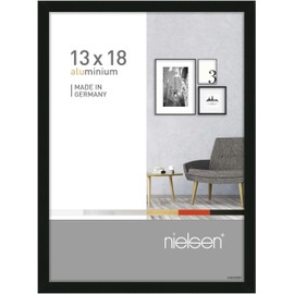 nielsen Pixel Photo Frame, 13x18cm Black Aluminium Picture Frame with Protective Float Glass and Push and Turn Clips - Frosted Black