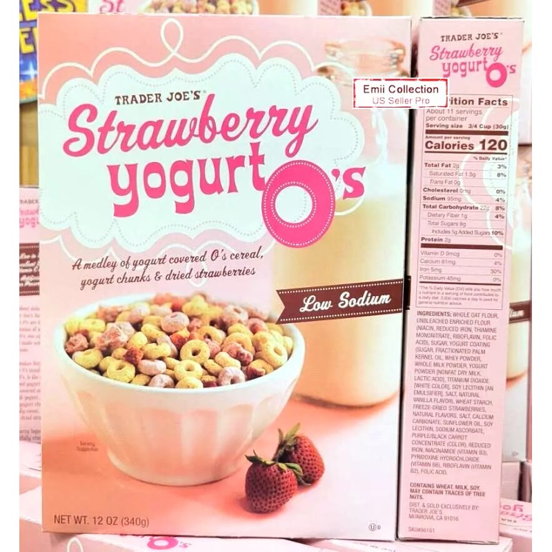 Trader Joe’s Strawberry Yogurt O’s Cereal Low Sodium 12oz 340g