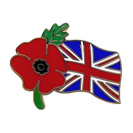 Red Poppy Union Jack Flag Pins Veteran Soldier Remembrance Day Brooch Enamel Pin Badge
