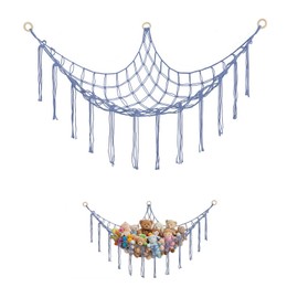 Corner Toy Storage Net for Stuffed Animals, Teddy Hammocks, Teddy Net Bear Storage Hammocks for Soft Toys, Cute Plush Storage Net for Bedroom and Playroom (Blue)
