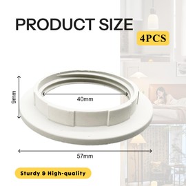E27 Lamp Shade Reducer Ring Set, 55.8mm to 39mm, Heat-Resistant 150°C, Easy Installation, White, Pack of 4