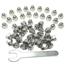 ZDingTech 50pcs #10-24 Acorn Cap Nuts,10-24 Cap Nuts,Acorn Hex Cap Dome Head Nuts,Dome Nuts,304 Stainless Steel Acorn Nuts,Hardware Nuts,18-8,Bright Finish with Open End Wrench