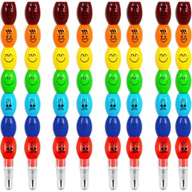 TUGHJXY 32 Pcs Stackable Pencils, Funny Stacking Pencils, Cute Rainbow Smiley Face Pencil, Bulk Pencil Presharpened, Office supplies