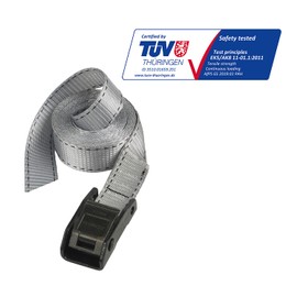 Master Lock 3112EURDAT Luggage Strap with easy to use Buckle, Grey, 5m x 25mm Strap
