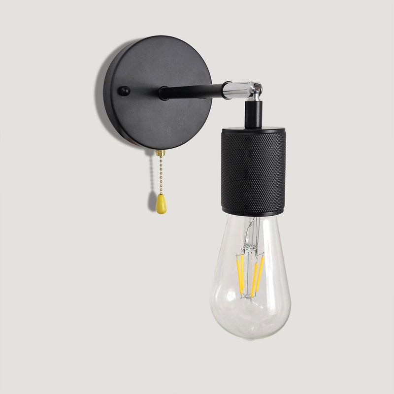 Rustic Wall Sconce Retro Pull Chain E26 Adjustable Up Down