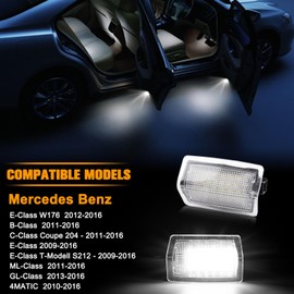 POPMOTORZ LED Car Door Light, Pack of 2 LED Interior Lighting Car Door Lighting for E-Class W176 B-Class E-Class ML-Class GL-Class 4MATIC, White