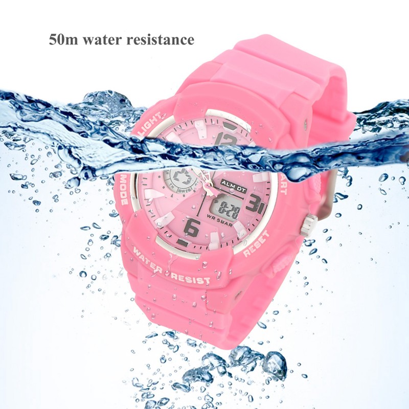 SMAEL Waterproof Digital Analog Dual Display Watch Round Electronic Quartz