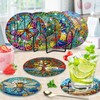 Bowetile 9PCS Diamond Art Coasters Kit with Holder, Stained Glass