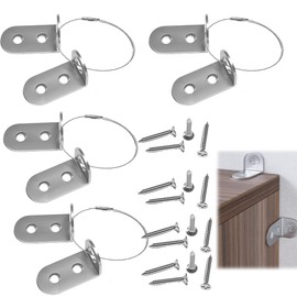 28pcs Furniture Anchors, Anti-Tip Furniture Anchors Secure Stainless Steel Furniture Wall Anchor Falling Furniture Straps Prevention Furniture Cabinet Anchors for Baby Pet Proofing Safety